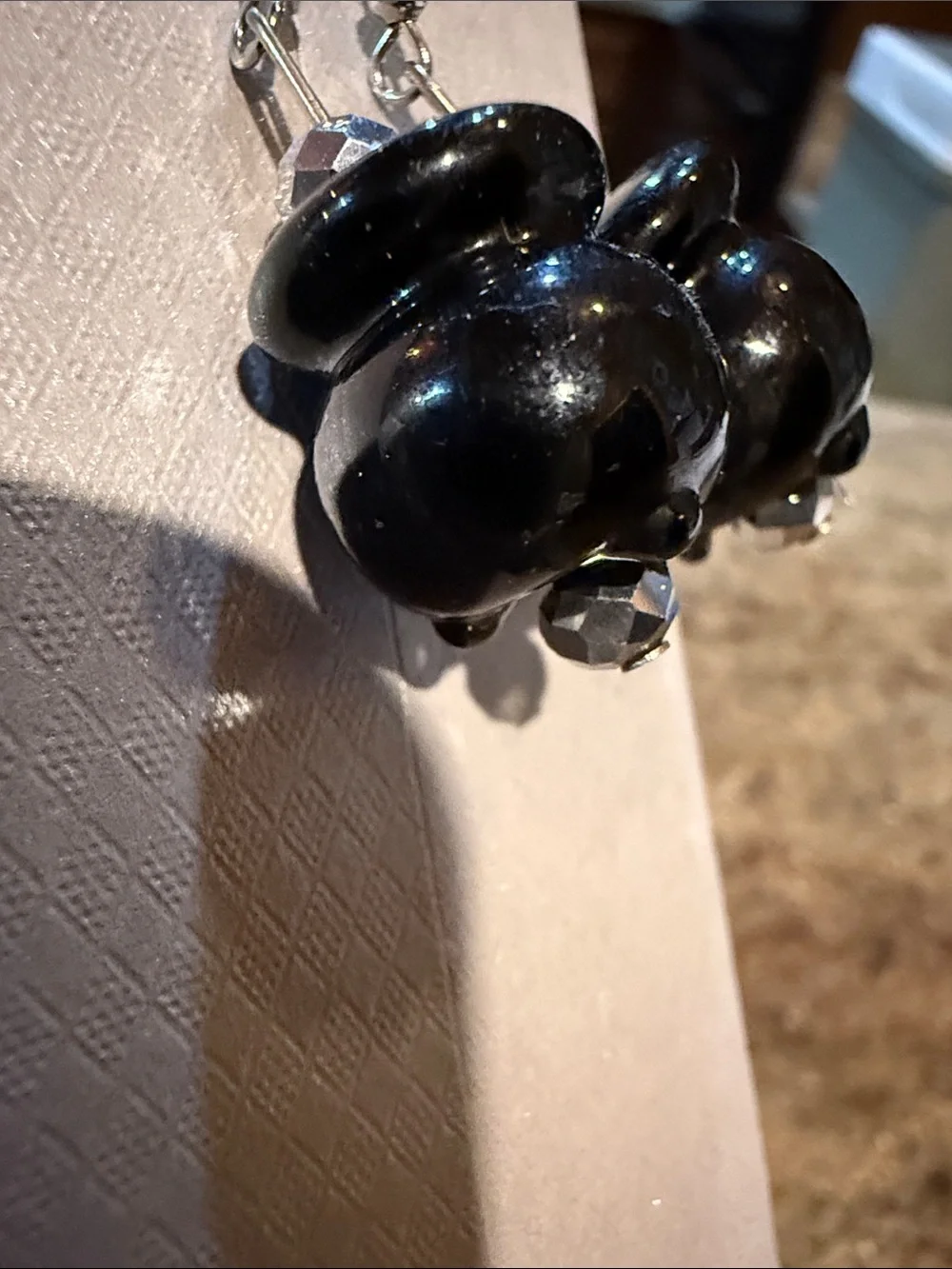 Black Witch Cauldron Glass silver Halloween Dangle Earrings